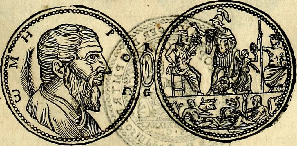 An illustration from Dialoghi di don Antonio Agostini archivescovo di Taracona, intorno alle medaglie, inscrittioni, & altre antichità, 1625, leaf 124