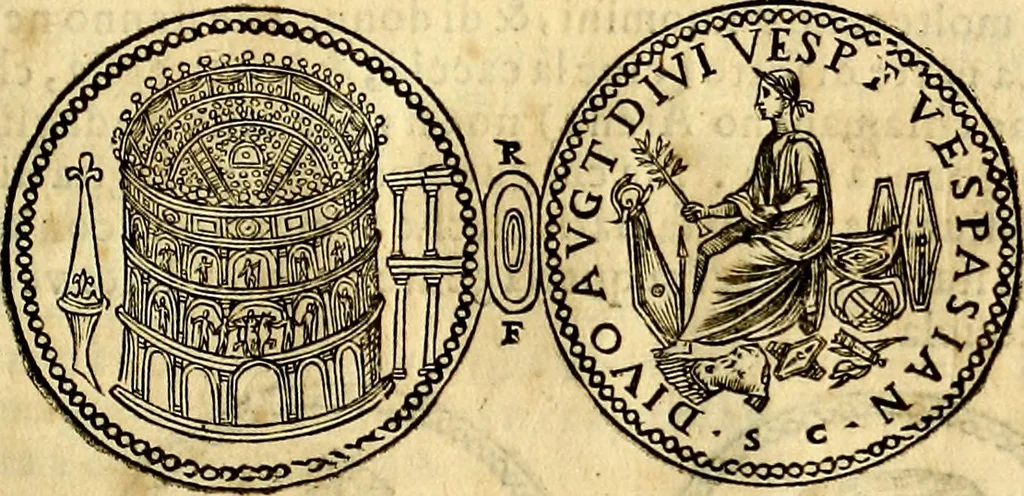 An illustration from Dialoghi di don Antonio Agostini archivescovo di Taracona, intorno alle medaglie, inscrittioni, & altre antichità, 1625, leaf 128