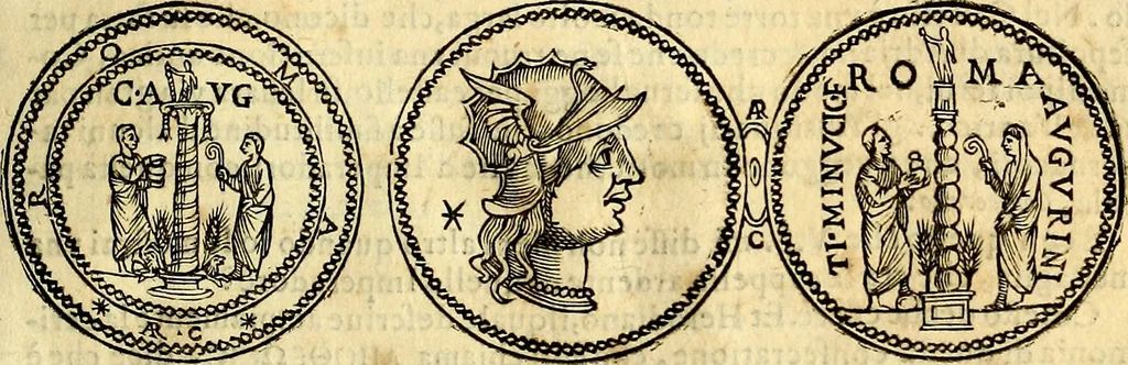 An illustration from Dialoghi di don Antonio Agostini archivescovo di Taracona, intorno alle medaglie, inscrittioni, & altre antichità, 1625, leaf 134