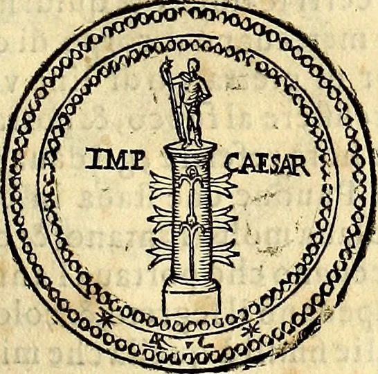 An illustration from Dialoghi di don Antonio Agostini archivescovo di Taracona, intorno alle medaglie, inscrittioni, & altre antichità, 1625, leaf 134