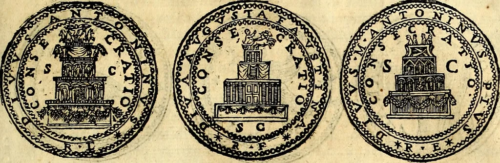 An illustration from Dialoghi di don Antonio Agostini archivescovo di Taracona, intorno alle medaglie, inscrittioni, & altre antichità, 1625, leaf 136