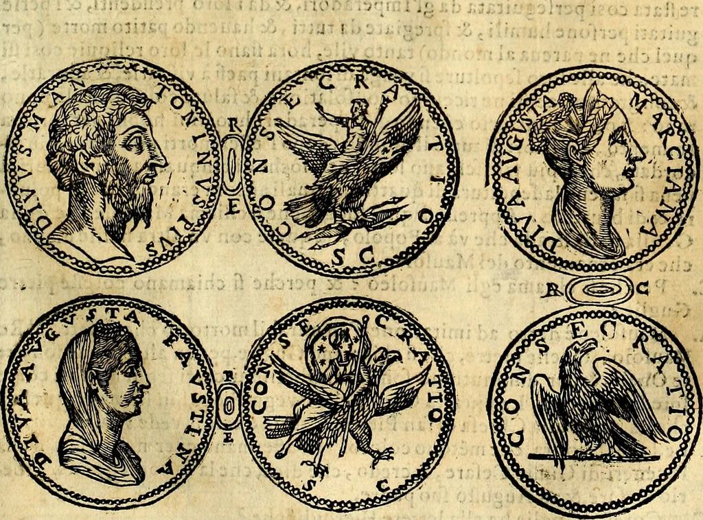 An illustration from Dialoghi di don Antonio Agostini archivescovo di Taracona, intorno alle medaglie, inscrittioni, & altre antichità, 1625, leaf 136