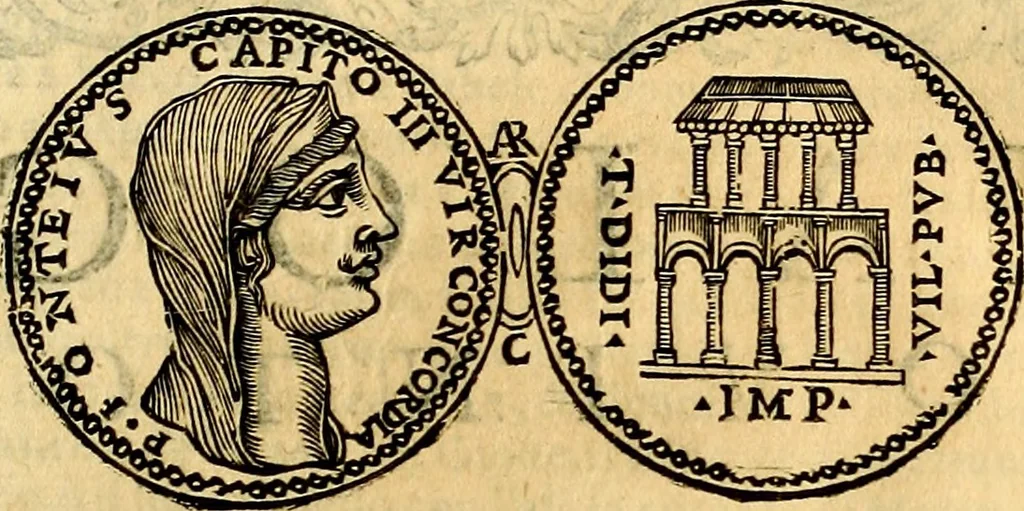 An illustration from Dialoghi di don Antonio Agostini archivescovo di Taracona, intorno alle medaglie, inscrittioni, & altre antichità, 1625, leaf 152