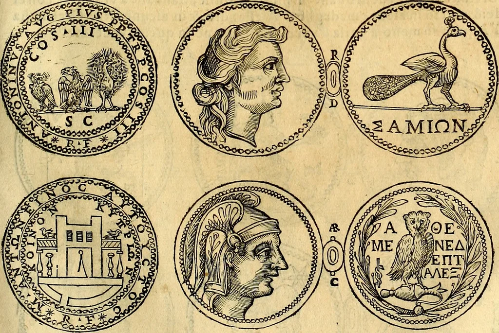 An illustration from Dialoghi di don Antonio Agostini archivescovo di Taracona, intorno alle medaglie, inscrittioni, & altre antichità, 1625, leaf 154