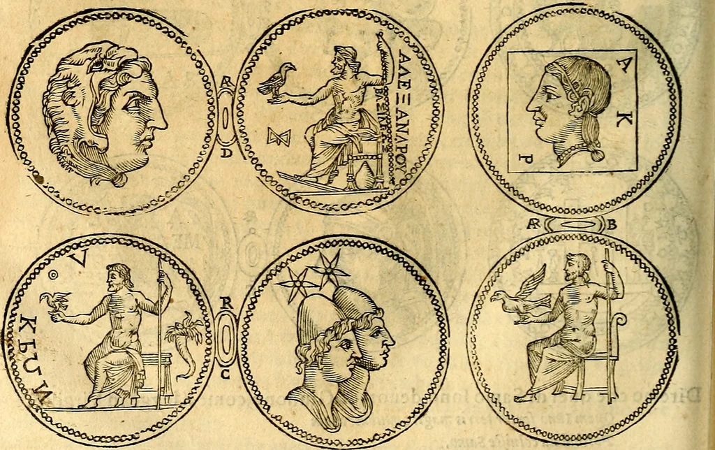 An illustration from Dialoghi di don Antonio Agostini archivescovo di Taracona, intorno alle medaglie, inscrittioni, & altre antichità, 1625, leaf 155