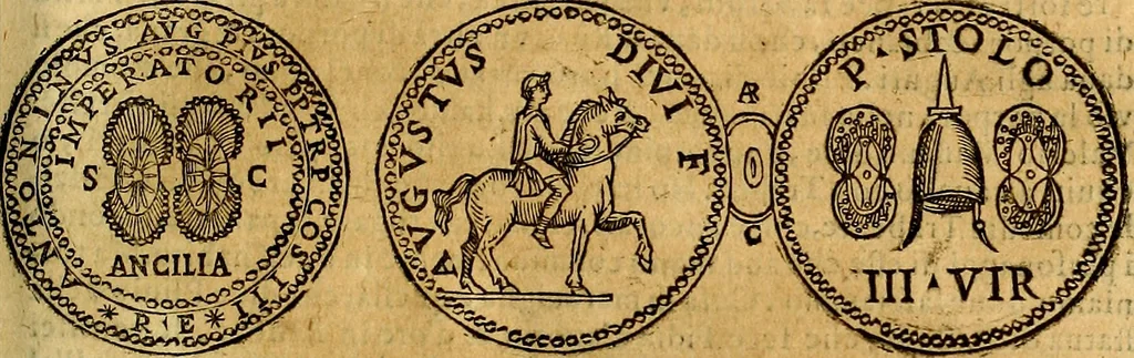 An illustration from Dialoghi di don Antonio Agostini archivescovo di Taracona, intorno alle medaglie, inscrittioni, & altre antichità, 1625, leaf 168