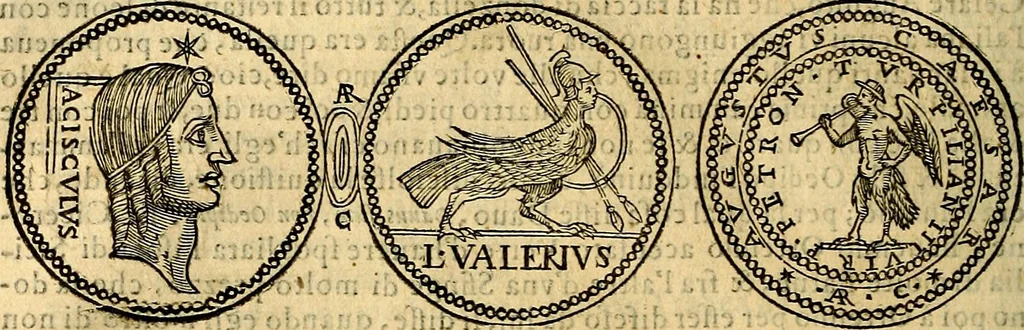 An illustration from Dialoghi di don Antonio Agostini archivescovo di Taracona, intorno alle medaglie, inscrittioni, & altre antichità, 1625, leaf 171