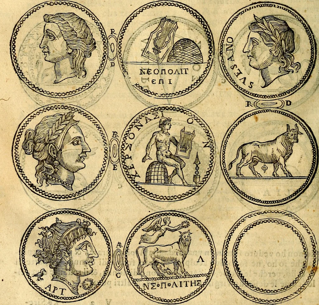 An illustration from Dialoghi di don Antonio Agostini archivescovo di Taracona, intorno alle medaglie, inscrittioni, & altre antichità, 1625, leaf 171