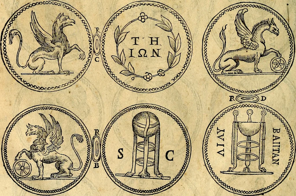 An illustration from Dialoghi di don Antonio Agostini archivescovo di Taracona, intorno alle medaglie, inscrittioni, & altre antichità, 1625, leaf 173