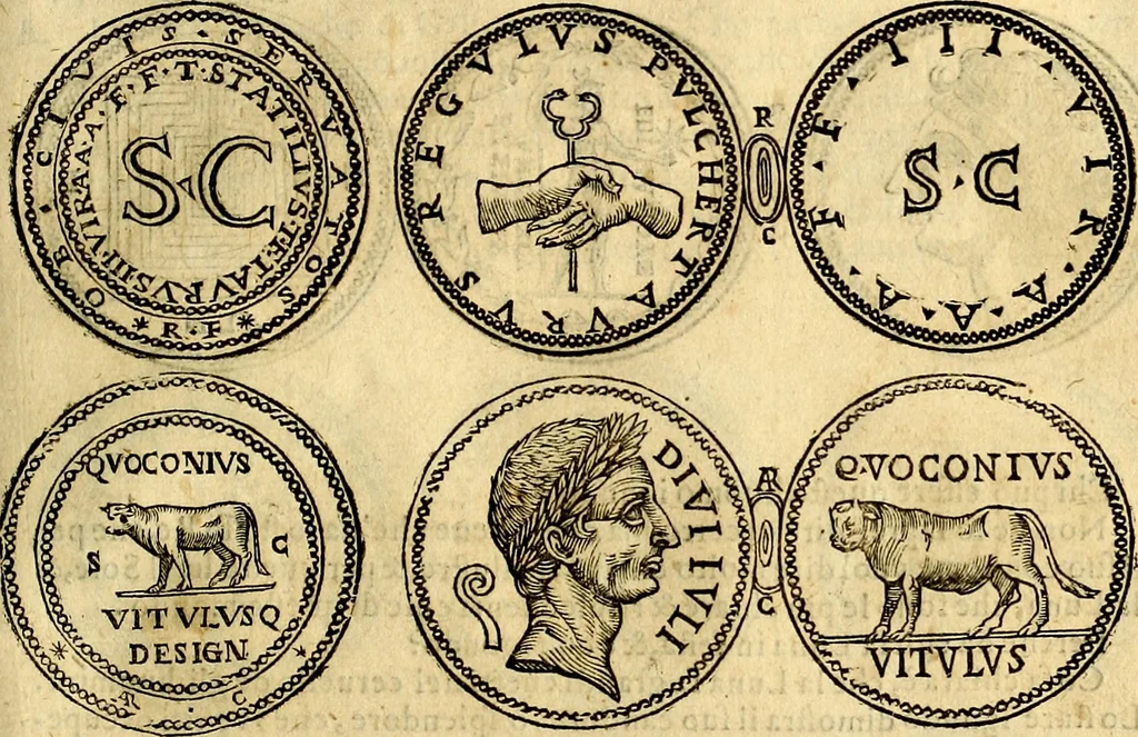 An illustration from Dialoghi di don Antonio Agostini archivescovo di Taracona, intorno alle medaglie, inscrittioni, & altre antichità, 1625, leaf 176