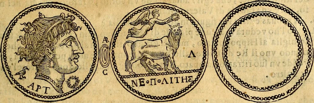 An illustration from Dialoghi di don Antonio Agostini archivescovo di Taracona, intorno alle medaglie, inscrittioni, & altre antichità, 1625, leaf 178