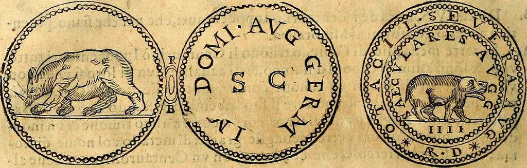 An illustration from Dialoghi di don Antonio Agostini archivescovo di Taracona, intorno alle medaglie, inscrittioni, & altre antichità, 1625, leaf 179