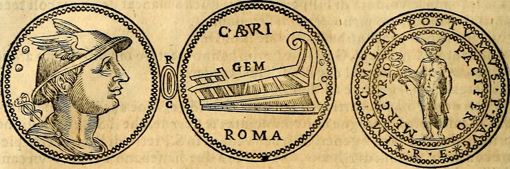 An illustration from Dialoghi di don Antonio Agostini archivescovo di Taracona, intorno alle medaglie, inscrittioni, & altre antichità, 1625, leaf 187