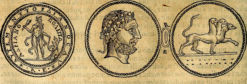 An illustration from Dialoghi di don Antonio Agostini archivescovo di Taracona, intorno alle medaglie, inscrittioni, & altre antichità, 1625, leaf 189