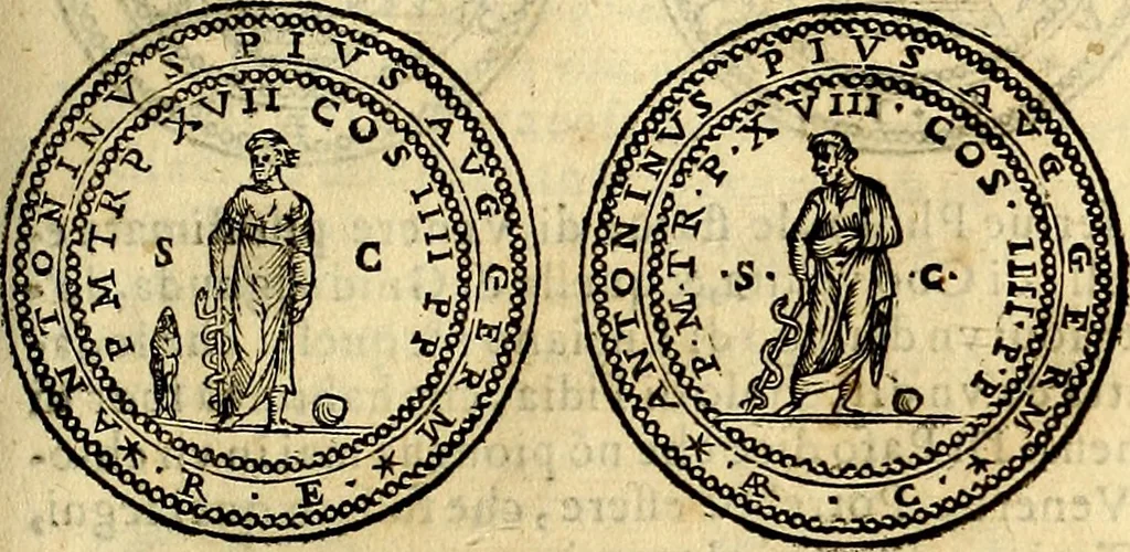 An illustration from Dialoghi di don Antonio Agostini archivescovo di Taracona, intorno alle medaglie, inscrittioni, & altre antichità, 1625, leaf 190