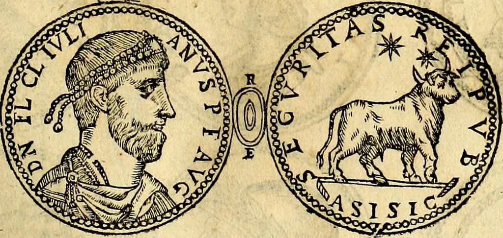 An illustration from Dialoghi di don Antonio Agostini archivescovo di Taracona, intorno alle medaglie, inscrittioni, & altre antichità, 1625, leaf 190