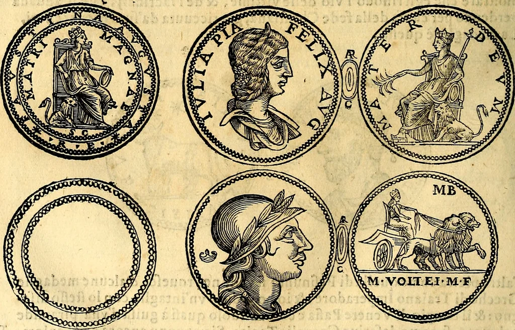 An illustration from Dialoghi di don Antonio Agostini archivescovo di Taracona, intorno alle medaglie, inscrittioni, & altre antichità, 1625, leaf 191