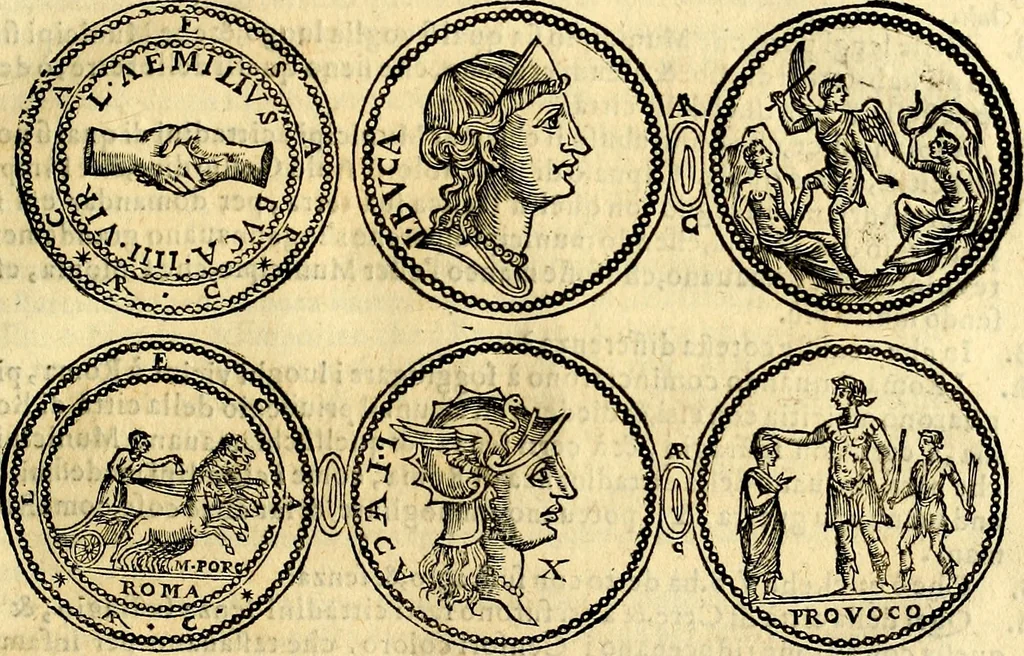 An illustration from Dialoghi di don Antonio Agostini archivescovo di Taracona, intorno alle medaglie, inscrittioni, & altre antichità, 1625, leaf 212
