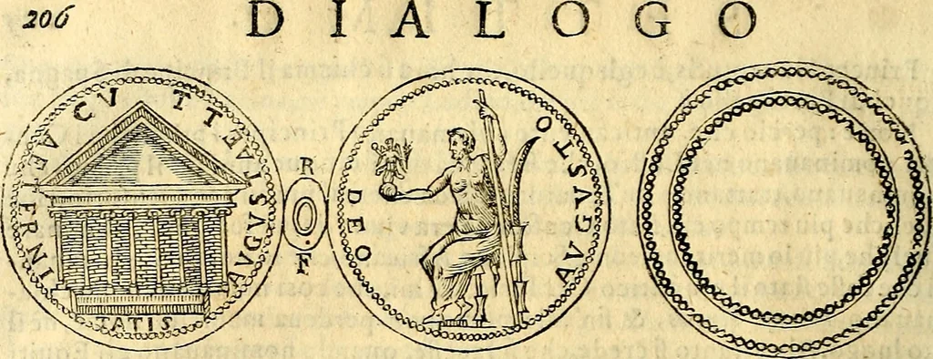 An illustration from Dialoghi di don Antonio Agostini archivescovo di Taracona, intorno alle medaglie, inscrittioni, & altre antichità, 1625, leaf 221