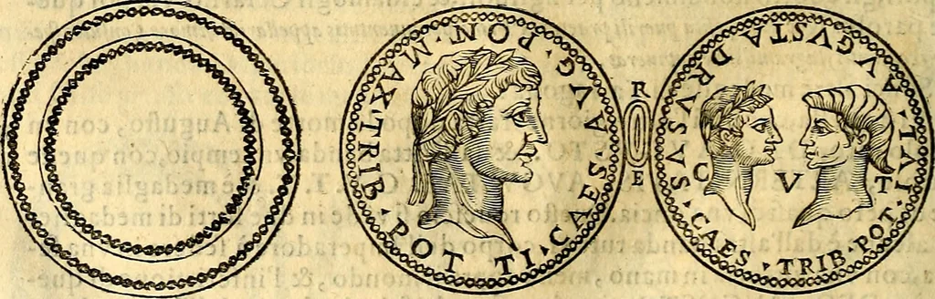 An illustration from Dialoghi di don Antonio Agostini archivescovo di Taracona, intorno alle medaglie, inscrittioni, & altre antichità, 1625, leaf 221