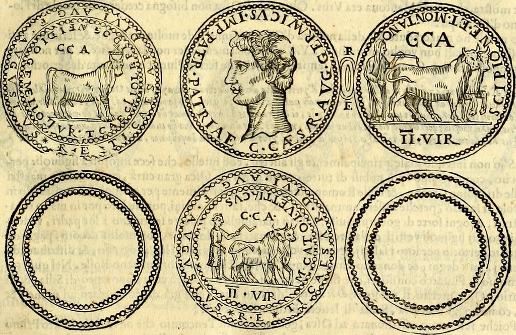 An illustration from Dialoghi di don Antonio Agostini archivescovo di Taracona, intorno alle medaglie, inscrittioni, & altre antichità, 1625, leaf 230