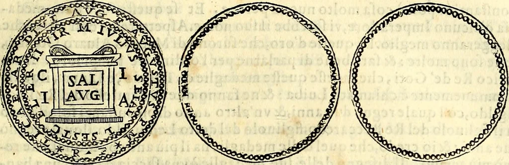 An illustration from Dialoghi di don Antonio Agostini archivescovo di Taracona, intorno alle medaglie, inscrittioni, & altre antichità, 1625, leaf 234