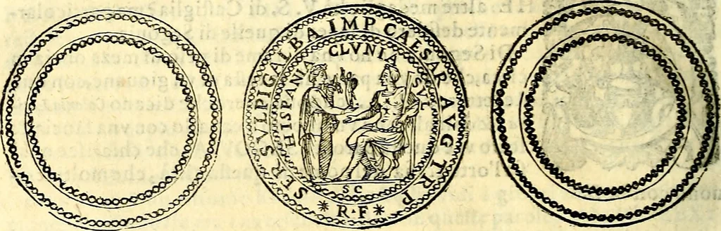 An illustration from Dialoghi di don Antonio Agostini archivescovo di Taracona, intorno alle medaglie, inscrittioni, & altre antichità, 1625, leaf 241