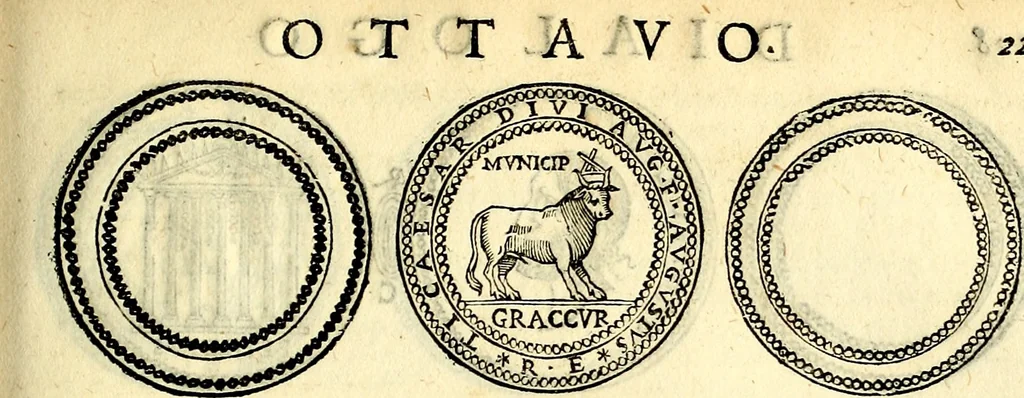 An illustration from Dialoghi di don Antonio Agostini archivescovo di Taracona, intorno alle medaglie, inscrittioni, & altre antichità, 1625, leaf 242