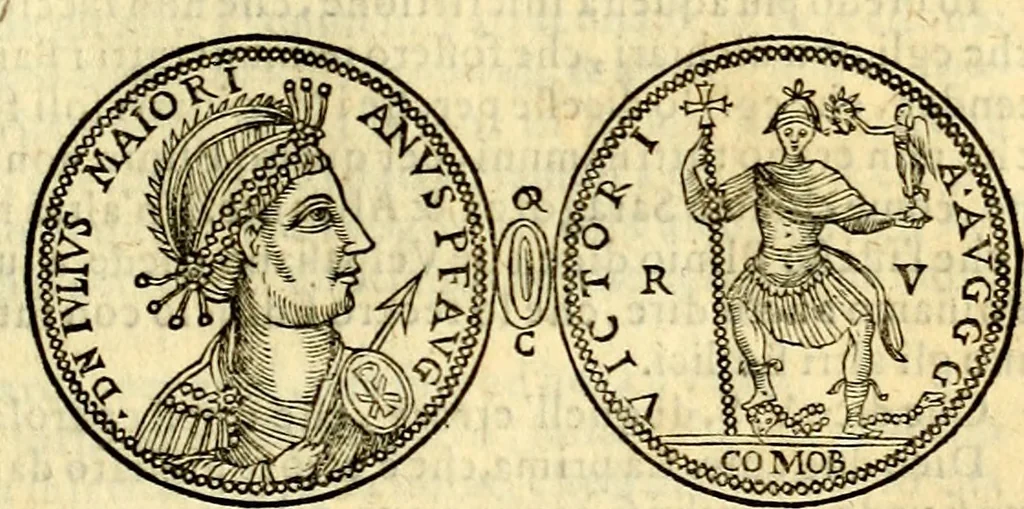 An illustration from Dialoghi di don Antonio Agostini archivescovo di Taracona, intorno alle medaglie, inscrittioni, & altre antichità, 1625, leaf 266