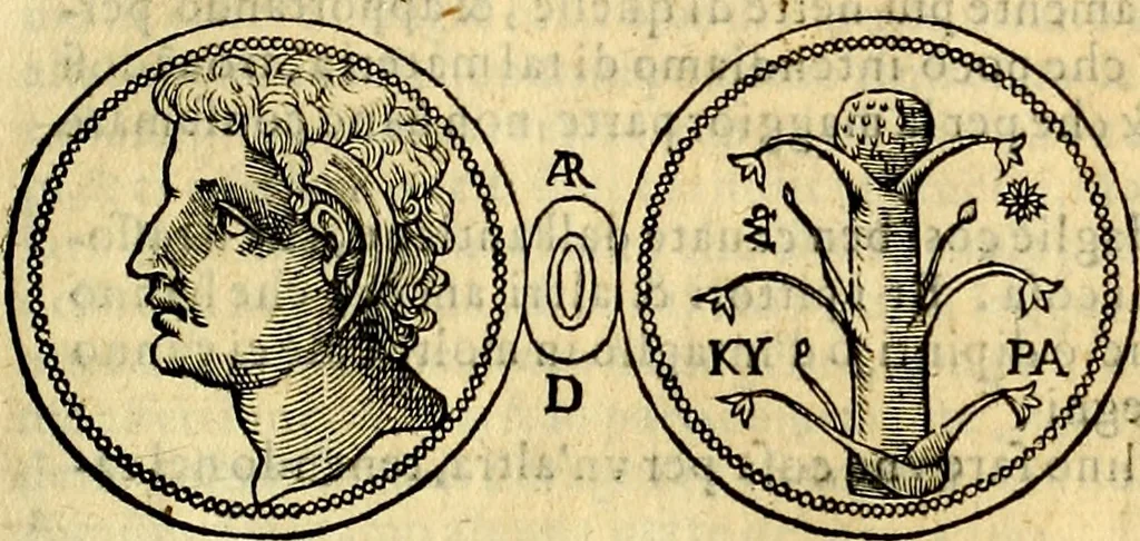 An illustration from Dialoghi di don Antonio Agostini archivescovo di Taracona, intorno alle medaglie, inscrittioni, & altre antichità, 1625, leaf 28