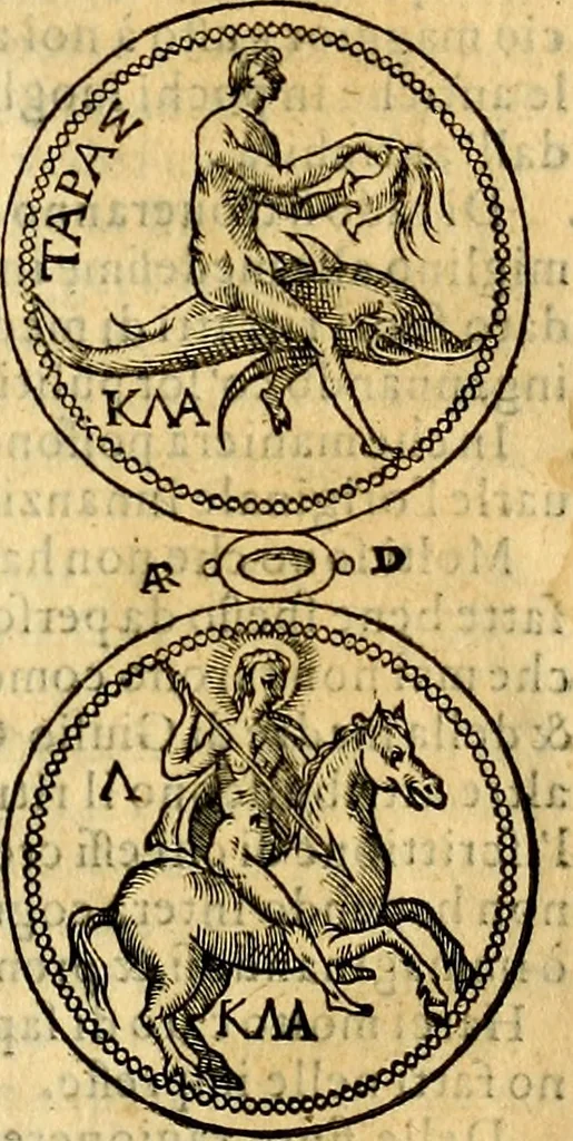 An illustration from Dialoghi di don Antonio Agostini archivescovo di Taracona, intorno alle medaglie, inscrittioni, & altre antichità, 1625, leaf 28