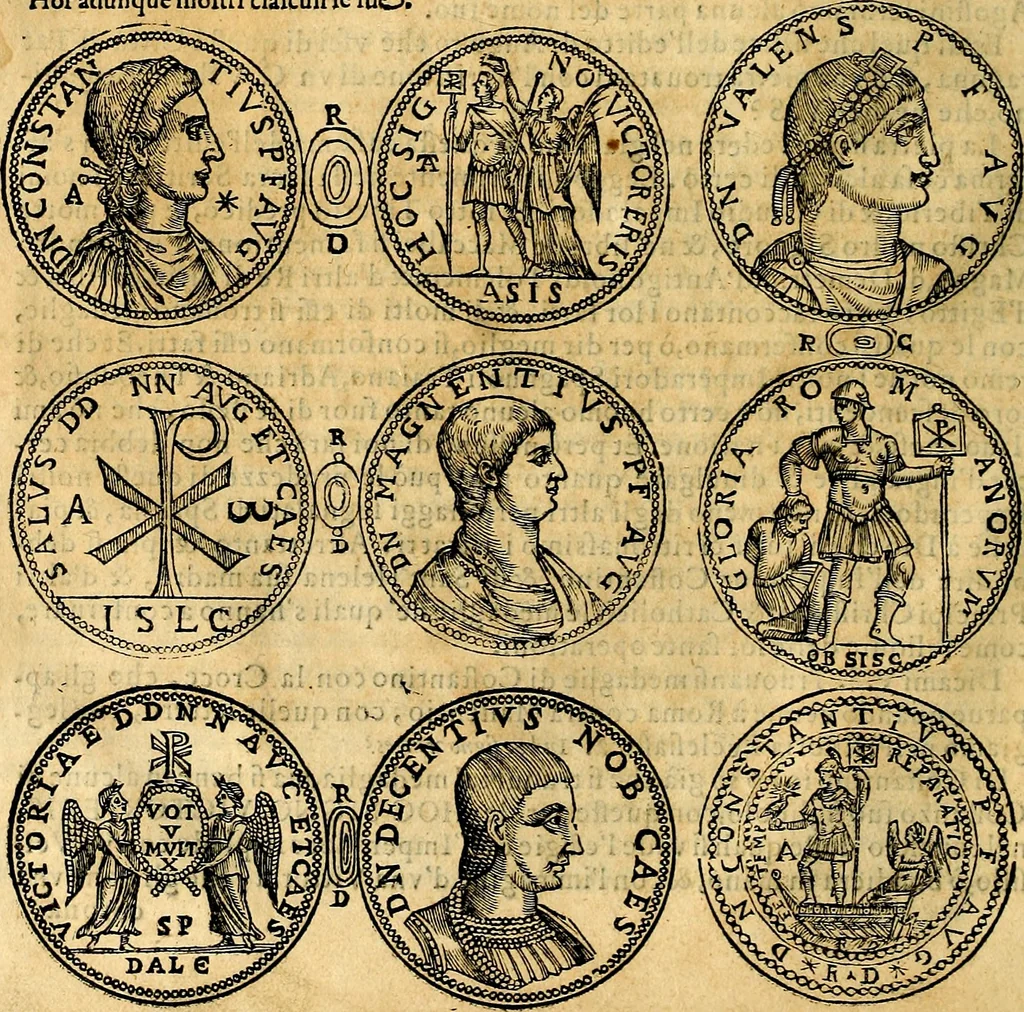 An illustration from Dialoghi di don Antonio Agostini archivescovo di Taracona, intorno alle medaglie, inscrittioni, & altre antichità, 1625, leaf 31