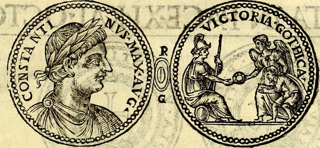 An illustration from Dialoghi di don Antonio Agostini archivescovo di Taracona, intorno alle medaglie, inscrittioni, & altre antichità, 1625, leaf 350