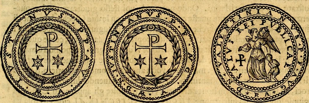 An illustration from Dialoghi di don Antonio Agostini archivescovo di Taracona, intorno alle medaglie, inscrittioni, & altre antichità, 1625, leaf 354