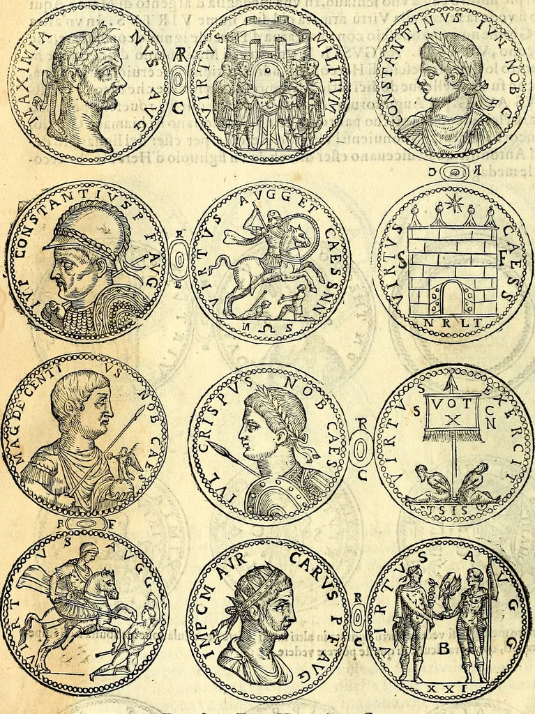 An illustration from Dialoghi di don Antonio Agostini archivescovo di Taracona, intorno alle medaglie, inscrittioni, & altre antichità, 1625, leaf 45