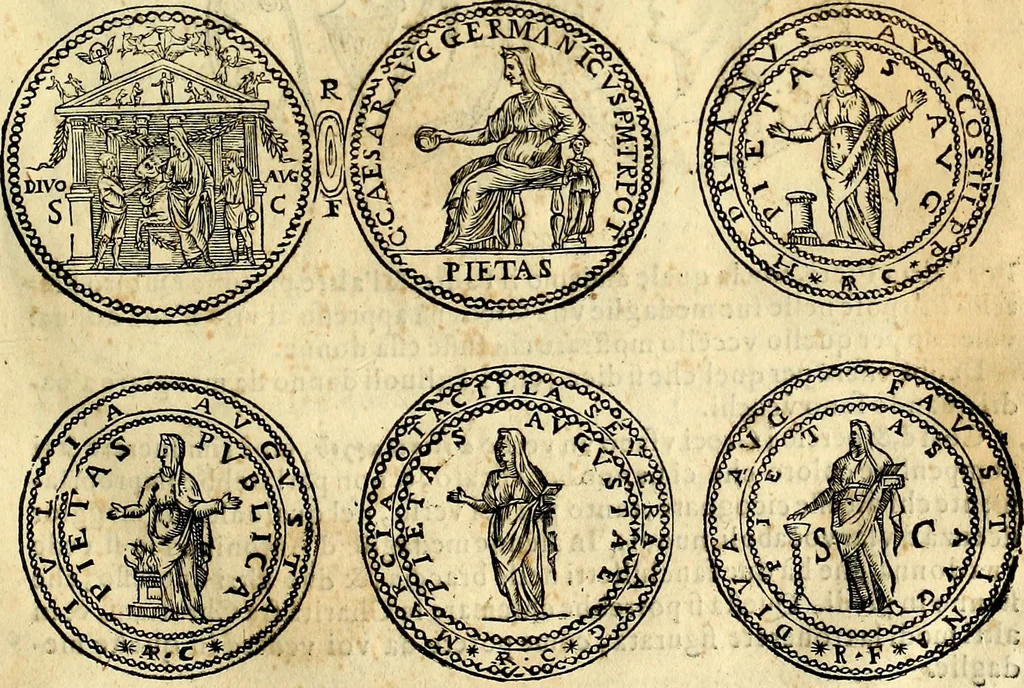 An illustration from Dialoghi di don Antonio Agostini archivescovo di Taracona, intorno alle medaglie, inscrittioni, & altre antichità, 1625, leaf 46