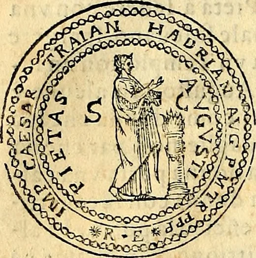 An illustration from Dialoghi di don Antonio Agostini archivescovo di Taracona, intorno alle medaglie, inscrittioni, & altre antichità, 1625, leaf 47