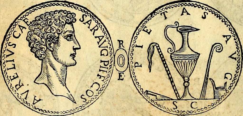 An illustration from Dialoghi di don Antonio Agostini archivescovo di Taracona, intorno alle medaglie, inscrittioni, & altre antichità, 1625, leaf 47