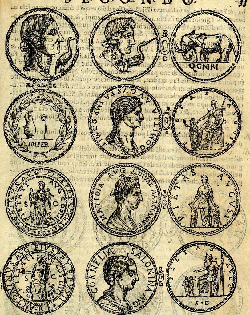 An illustration from Dialoghi di don Antonio Agostini archivescovo di Taracona, intorno alle medaglie, inscrittioni, & altre antichità, 1625, leaf 48