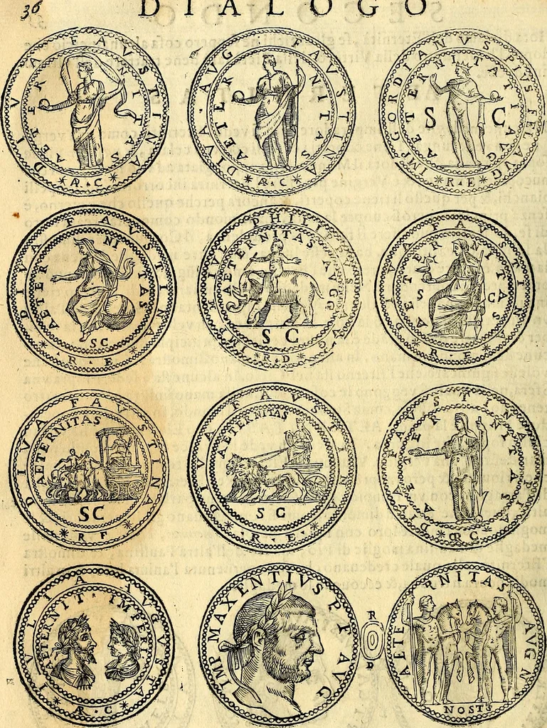 An illustration from Dialoghi di don Antonio Agostini archivescovo di Taracona, intorno alle medaglie, inscrittioni, & altre antichità, 1625, leaf 51