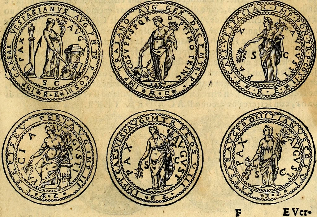 An illustration from Dialoghi di don Antonio Agostini archivescovo di Taracona, intorno alle medaglie, inscrittioni, & altre antichità, 1625, leaf 56