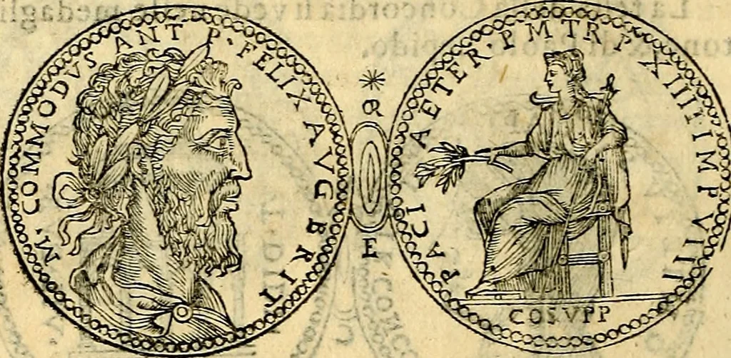 An illustration from Dialoghi di don Antonio Agostini archivescovo di Taracona, intorno alle medaglie, inscrittioni, & altre antichità, 1625, leaf 57