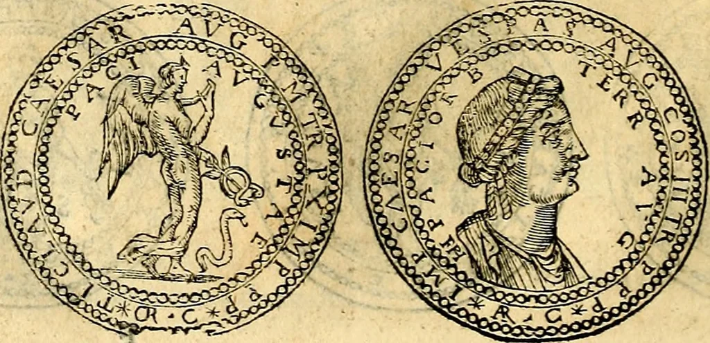 An illustration from Dialoghi di don Antonio Agostini archivescovo di Taracona, intorno alle medaglie, inscrittioni, & altre antichità, 1625, leaf 57