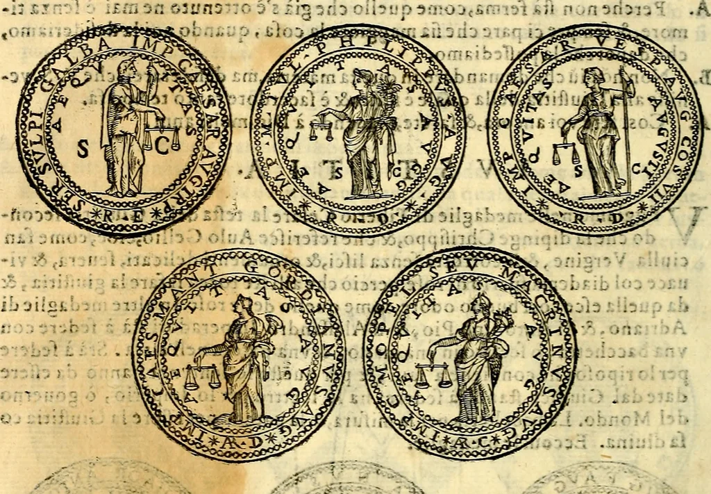 An illustration from Dialoghi di don Antonio Agostini archivescovo di Taracona, intorno alle medaglie, inscrittioni, & altre antichità, 1625, leaf 61