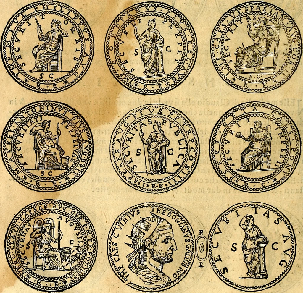 An illustration from Dialoghi di don Antonio Agostini archivescovo di Taracona, intorno alle medaglie, inscrittioni, & altre antichità, 1625, leaf 63