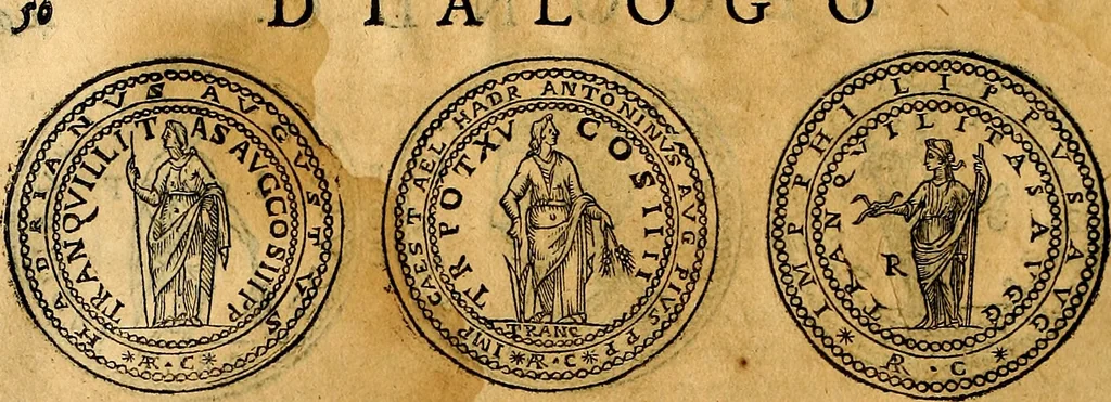 An illustration from Dialoghi di don Antonio Agostini archivescovo di Taracona, intorno alle medaglie, inscrittioni, & altre antichità, 1625, leaf 65