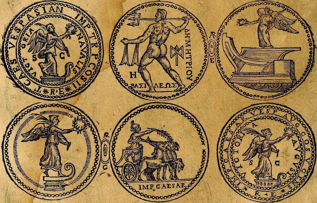 An illustration from Dialoghi di don Antonio Agostini archivescovo di Taracona, intorno alle medaglie, inscrittioni, & altre antichità, 1625, leaf 69