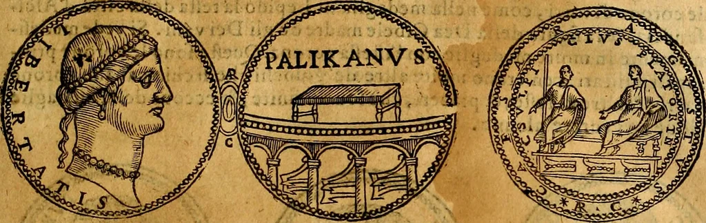 An illustration from Dialoghi di don Antonio Agostini archivescovo di Taracona, intorno alle medaglie, inscrittioni, & altre antichità, 1625, leaf 70