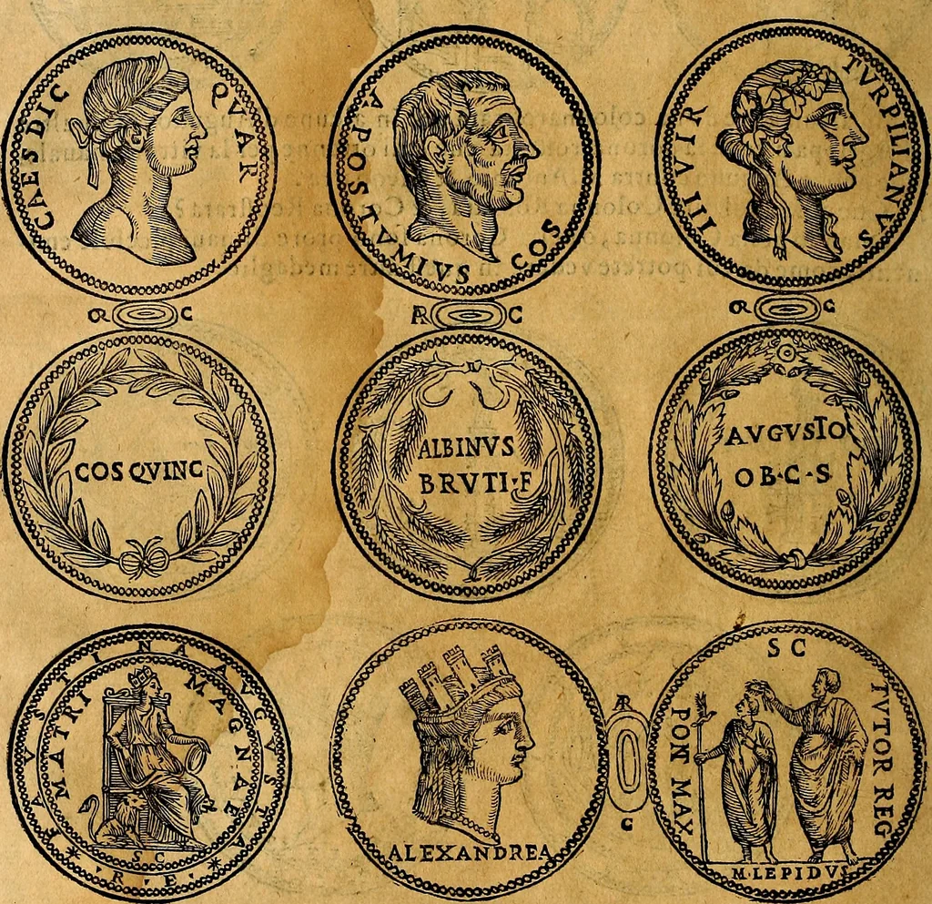 An illustration from Dialoghi di don Antonio Agostini archivescovo di Taracona, intorno alle medaglie, inscrittioni, & altre antichità, 1625, leaf 71