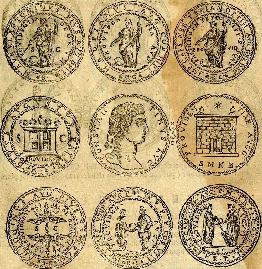 An illustration from Dialoghi di don Antonio Agostini archivescovo di Taracona, intorno alle medaglie, inscrittioni, & altre antichità, 1625, leaf 72